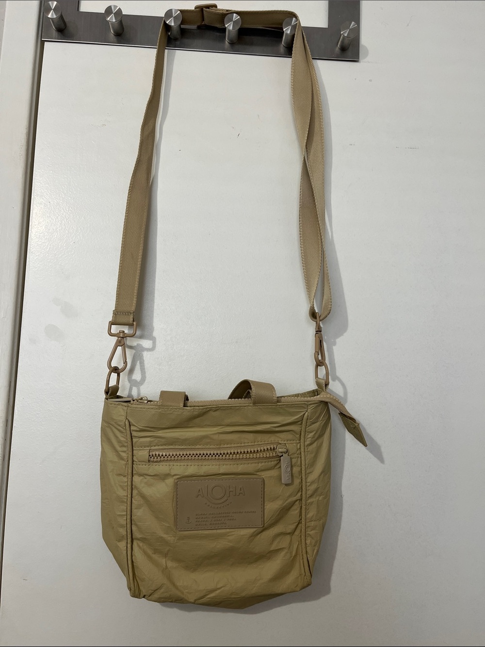 ALOHA Collection Tan Crossbody Bag with Front Zip